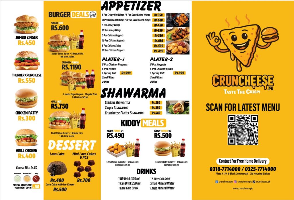 Cruncheese Menu